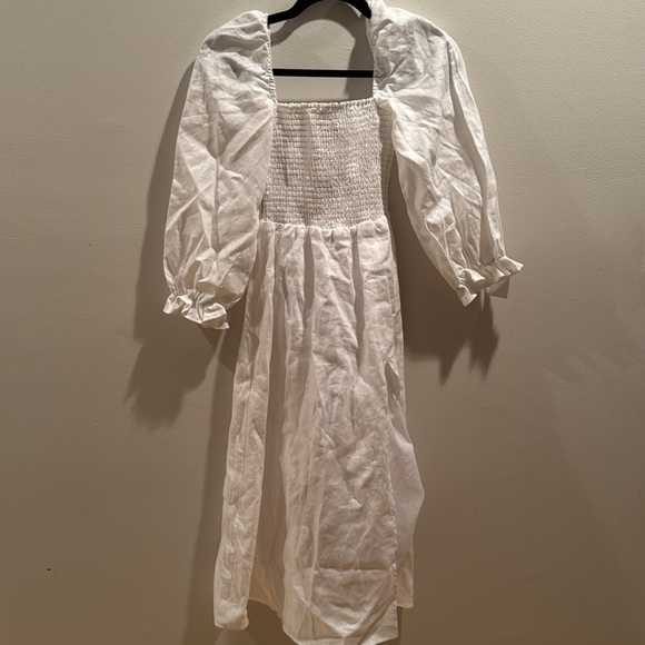 Reformation Gitane White Smocked Linen Sundress Small Petite - Picture 4 of 10